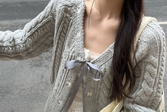 V-Neck Tie Front Cardigan