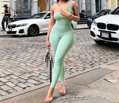 One-Shoulder Plain Jumpsuit