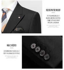 Set: Plain Double-Breasted Blazer + Mid Rise Tapered Dress Pants