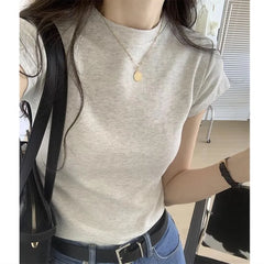 Short-Sleeve Crew Neck Plain T-Shirt