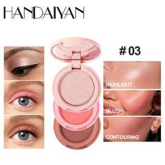 3 In 1 Highlight Blush Contour Palette - 3 Types