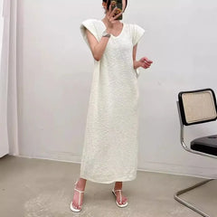 Sleeveless V-Neck Knit Midi Sheath Dress