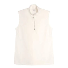 Sleeveless Half Zip Plain Top