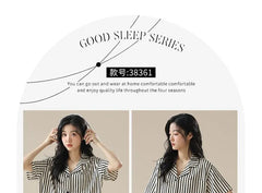 Couple Matching Loungewear Set : Striped Short-Sleeve Shirt & Shorts