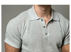 Short-Sleeve Plain Knit Polo Shirt