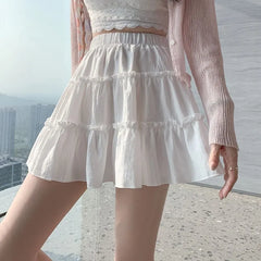 Balletcore Elastic Waist Frill Tim Tiered Mini A-Line Skirt