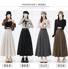 High Rise A-Line Pleated Maxi Skirt