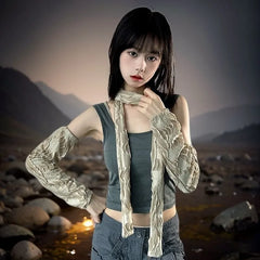 Distressed Light Scarf / Arm Sleeves / Set