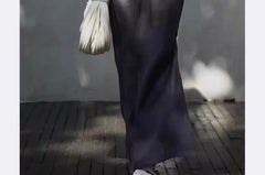 Short-Sleeve Linen Plain Maxi Shirt Dress