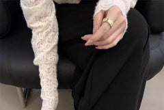 Rhinestone Beaded Toe Ring Chunky Heel Slide Sandals