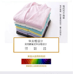 Couple Matching Plain Tie Waist Waffle Pajama Robe