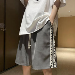 Mid Waist Woven Strap Wide Leg Shorts