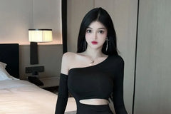 Long Sleeve One Shoulder Plain Cutout Ruched Mini Sheath Dress