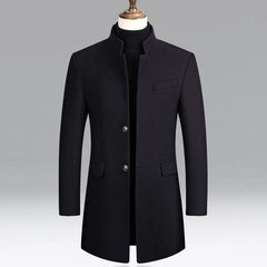 Stand Collar Plain Button Coat