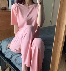 Short-Sleeve Plain Pajama Set