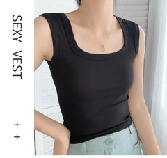 Square Neck Plain Padded Tank Top