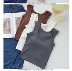 Square Neck Plain Padded Tank Top