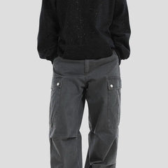 High Waist Plain Wide Leg Cargo Pants