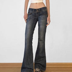 Low Rise Washed Slim-Fit Boot-Cut Jeans