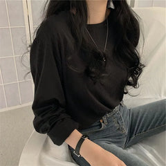 Long-Sleeve Round Neck Plain Tee