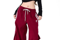 Low Waist Pocket Striped Loose-Fit Wide-Leg Sweatpants