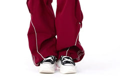 Low Waist Pocket Striped Loose-Fit Wide-Leg Sweatpants