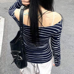 Long-Sleeve Scoop Neck Striped T-Shirt