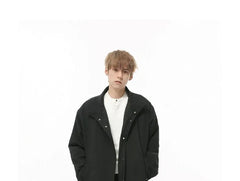 Stand Collar Plain Zip Jacket