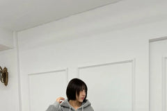 Unisex Washed Loose-Fit Zip-Up Hooded Jacket