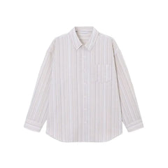 Drop Shoulder Collared Striped Button Up Shirt