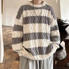 Crew Neck Striped Oversized Sweater