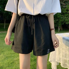 Drawstring Wide Leg Sweat Shorts