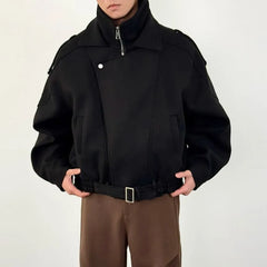Stand Collar Zip-Up Plain Jacket