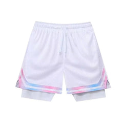 Mock Two-Piece Drawstring Waist Sweatshorts