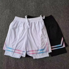 Mock Two-Piece Drawstring Waist Sweatshorts