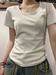Short Sleeve Plain Slim-Fit Tee