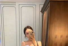 Mock Two Piece Bustier Top / Drawstring Waist Panel Wide Leg Pants