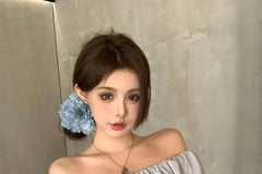 Short-Sleeve Off-The-Shoulder Plain Ruffle Crop Tee
