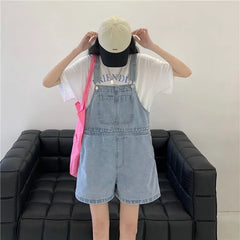 Washed Denim Jumper Shorts