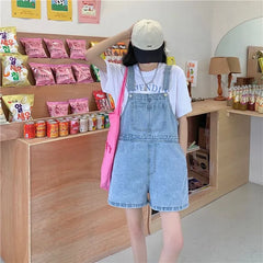Washed Denim Jumper Shorts