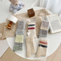 Striped Ribbed Crew Socks