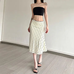 Low Rise Dotted Midi Pencil Skirt