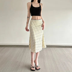 Low Rise Dotted Midi Pencil Skirt