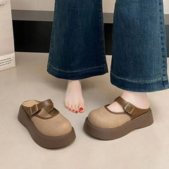 Buckled Platform Mules