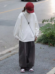 Mid Rise Plain Wide Leg Pants
