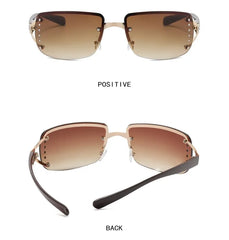 Rhinestone Rimless Rectangle Sunglasses