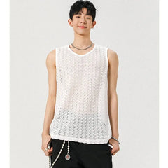 Crewneck Mesh Plain Tank Top