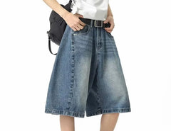Low Rise Washed Wide Leg Jorts