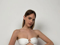 Strapless Plain Textured Bikini Suit