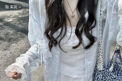 Plain Lace Trim Light Jacket Shirt